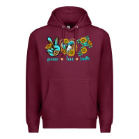 Burgundy peace love faith Premium Hoodie - texasbilliewilder