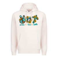 Pale Pink peace love faith Premium Hoodie - texasbilliewilder