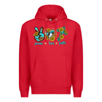 Red peace love faith Premium Hoodie - texasbilliewilder