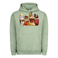 Pigment Oil Green coffee cups rooster Urban Hoodie - texasbilliewilder
