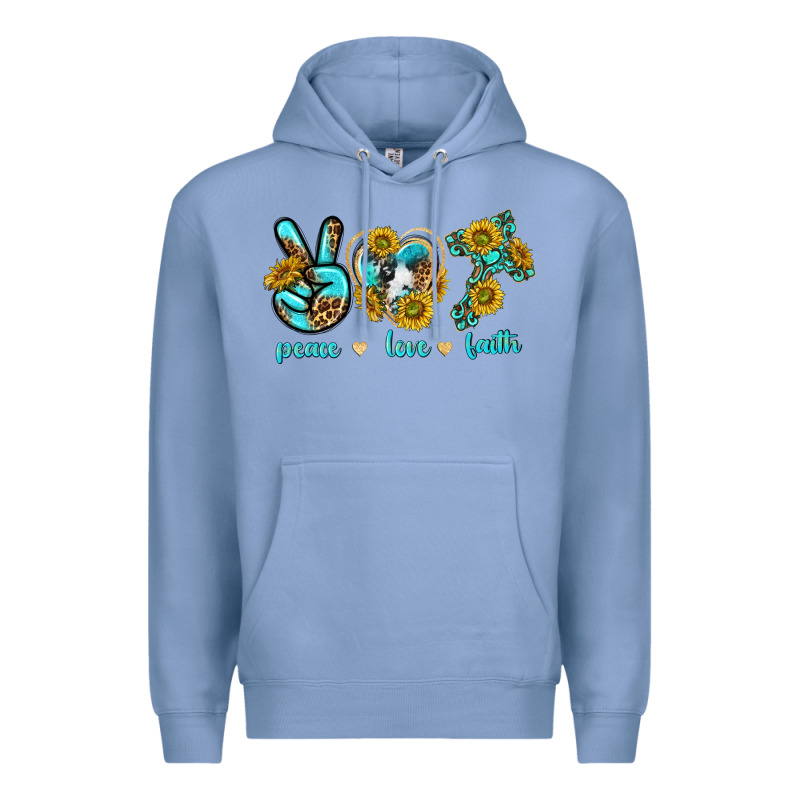 Peace Love Faith Premium Hoodie by texasbilliewilder | Teevron