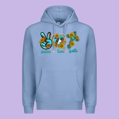 Premium Hoodie peace love faith