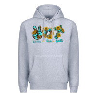 Heather Grey peace love faith Premium Hoodie - texasbilliewilder