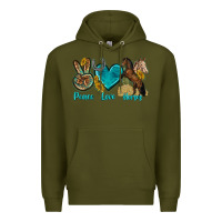 Army Green peace love horses tbw Premium Hoodie - texasbilliewilder