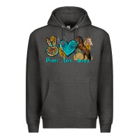 Charcoal Heather peace love horses tbw Premium Hoodie - texasbilliewilder