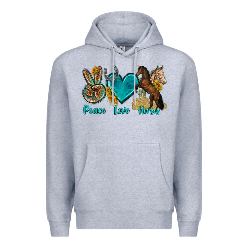 Peace Love Horses Tbw Premium Hoodie by texasbilliewilder | Teevron