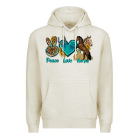 Oatmeal Heather peace love horses tbw Premium Hoodie - texasbilliewilder