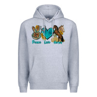 Heather Grey peace love horses tbw Premium Hoodie - texasbilliewilder