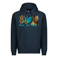 Navy peace love horses tbw Premium Hoodie - texasbilliewilder
