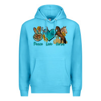 Ocean Blue peace love horses tbw Premium Hoodie - texasbilliewilder