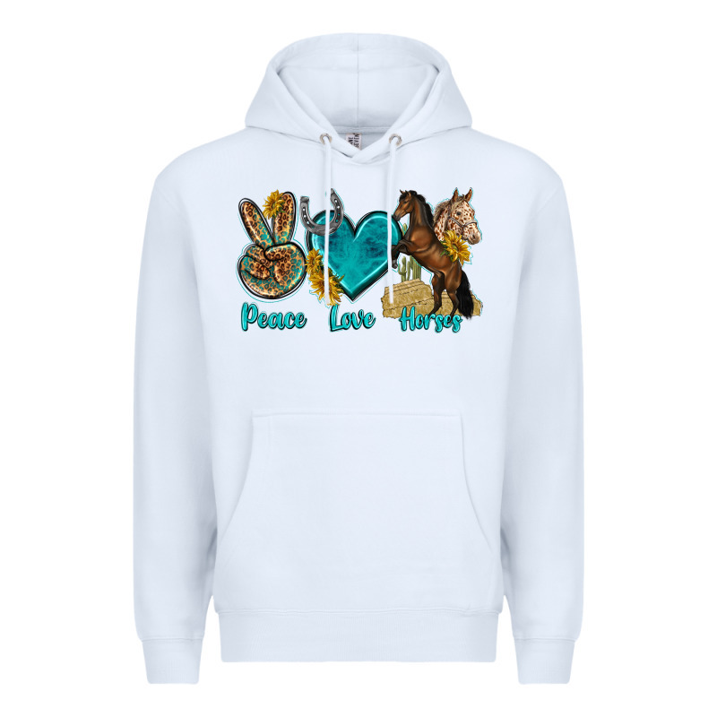 Peace Love Horses Tbw Premium Hoodie by texasbilliewilder | Teevron