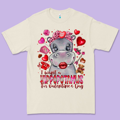 I Want Hippopotamus For Valentines Day Premium Tee Designed By Cowhidedigitalart