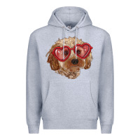 Heather Grey toy poodle with love glasses Premium Hoodie - RanaPortraitStore