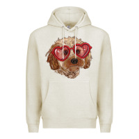 Oatmeal Heather toy poodle with love glasses Premium Hoodie - RanaPortraitStore