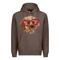 Coffee toy poodle with love glasses Premium Hoodie - RanaPortraitStore