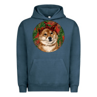 Pigment Midnight Navy Shiba Inu Christmas Urban Hoodie - RanaPortraitStore
