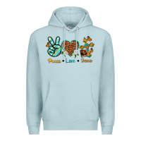 Blue Mist peace love jesus Premium Hoodie - texasbilliewilder