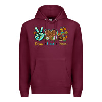 Burgundy peace love jesus Premium Hoodie - texasbilliewilder