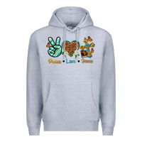Heather Grey peace love jesus Premium Hoodie - texasbilliewilder