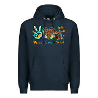 Navy peace love jesus Premium Hoodie - texasbilliewilder