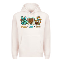 Pale Pink peace love jesus Premium Hoodie - texasbilliewilder