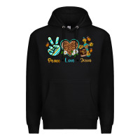 Black peace love jesus Premium Hoodie - texasbilliewilder