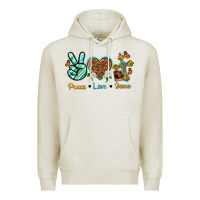 Oatmeal Heather peace love jesus Premium Hoodie - texasbilliewilder