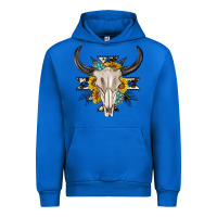 Cobalt cow aztec western bull skull Urban Hoodie - texasbilliewilder