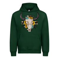 Forest Green cow aztec western bull skull Urban Hoodie - texasbilliewilder