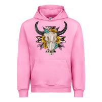 Fuchsia Pink cow aztec western bull skull Urban Hoodie - texasbilliewilder