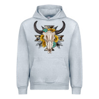 Heather Grey cow aztec western bull skull Urban Hoodie - texasbilliewilder