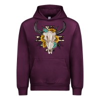 Mauve Wine cow aztec western bull skull Urban Hoodie - texasbilliewilder