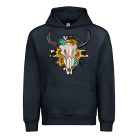 Navy cow aztec western bull skull Urban Hoodie - texasbilliewilder