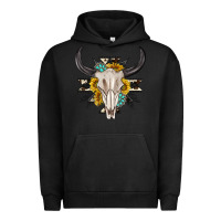 Pigment Black cow aztec western bull skull Urban Hoodie - texasbilliewilder