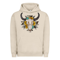 Pigment French Oak cow aztec western bull skull Urban Hoodie - texasbilliewilder