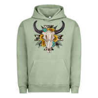 Pigment Oil Green cow aztec western bull skull Urban Hoodie - texasbilliewilder