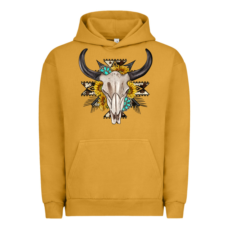 Cow Aztec Western Bull Skull Urban Hoodie by texasbilliewilder | Teevron