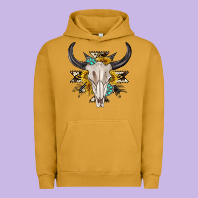Urban Hoodie cow aztec western bull skull