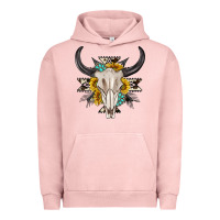 Pigment Salmon cow aztec western bull skull Urban Hoodie - texasbilliewilder
