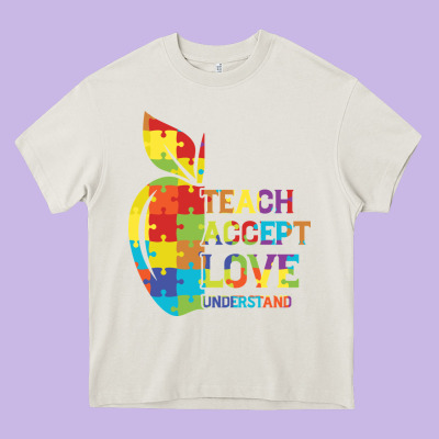 Autism Teach Accept Understand Love Heavy Core Tee Designed By Cowhidedigitalart