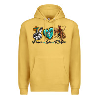 Antique Gold peace love rodeo Premium Hoodie - texasbilliewilder