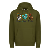 Army Green peace love rodeo Premium Hoodie - texasbilliewilder