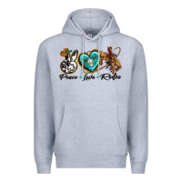 Heather Grey peace love rodeo Premium Hoodie - texasbilliewilder