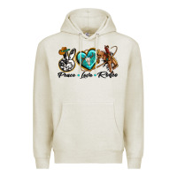 Oatmeal Heather peace love rodeo Premium Hoodie - texasbilliewilder