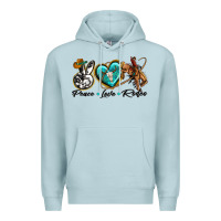 Blue Mist peace love rodeo Premium Hoodie - texasbilliewilder