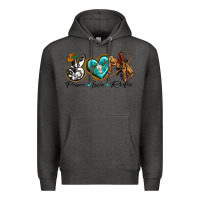 Charcoal Heather peace love rodeo Premium Hoodie - texasbilliewilder