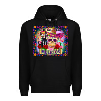 Black dia de los muertos Premium Hoodie - Zillion Design Studio