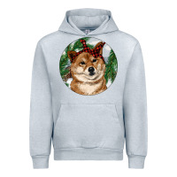 Heather Grey Shiba Inu Christmas Urban Hoodie - RanaPortraitStore