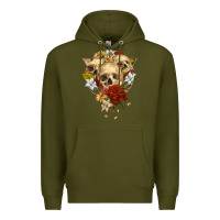 Army Green Triangle Flower Skeletons Premium Hoodie - RanaPortraitStore