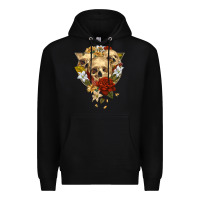 Black Triangle Flower Skeletons Premium Hoodie - RanaPortraitStore